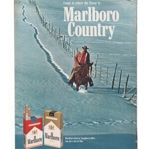 Marlboro Cigarette / Old Crow Bourbon Whiskey Magazine Advertisement Vintage